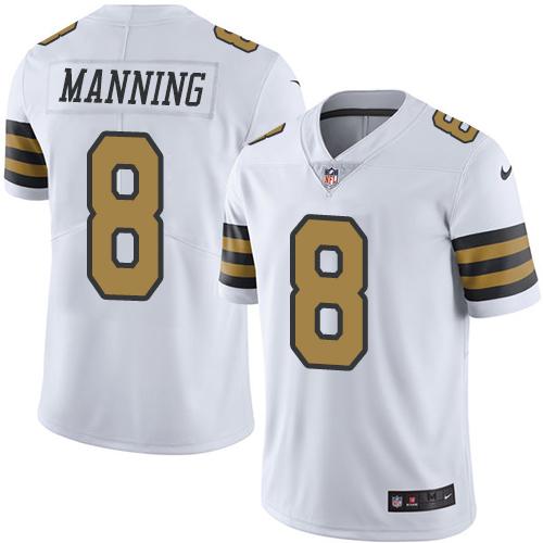 Nike Saints #8 Archie Manning White Men's Stitched NFL Limited Rush Jersey - Click Image to Close